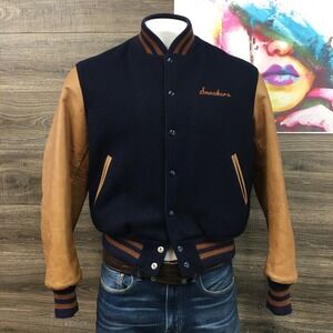 VINTAGE Golden Bear Mens Varsity Jacket Wool Leather Sleeve Sneakers USA Large